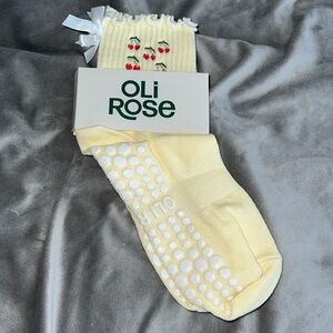 Oli Rose Cherry Pilates Grip Socks